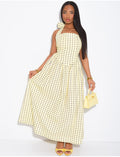 Robe longue dos nu à pois