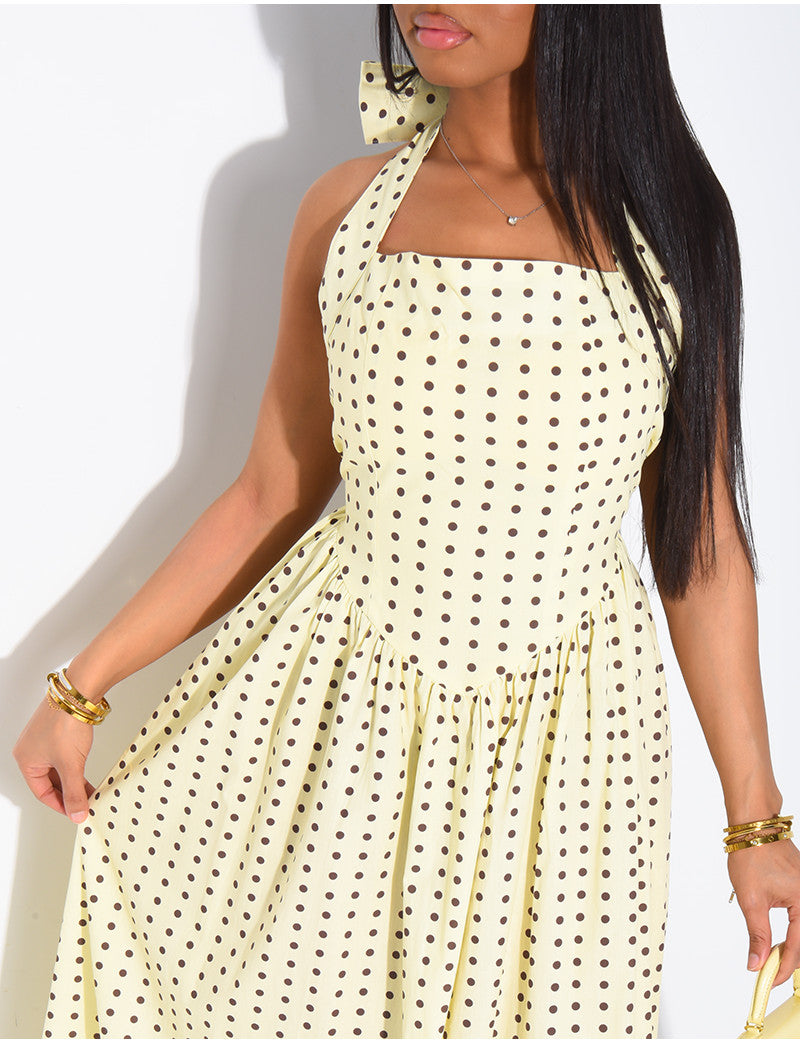 Robe longue dos nu à pois