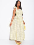 Robe longue dos nu à pois