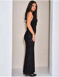 Robe longue en sequins dos nu à nouer