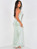 Robe longue dos nu à sequins