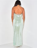 Robe longue dos nu à sequins