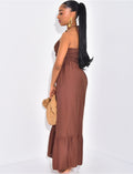 Robe longue évasée à collier intégré