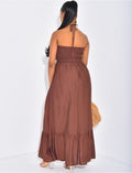 Robe longue évasée à collier intégré