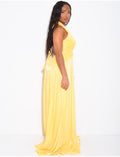 Robe longue dos nu en satin irisée à fente