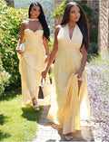 Robe longue dos nu en satin irisée à fente