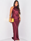 Robe longue dos nu en satin