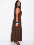 Robe longue dos nu bouffantes à nouer dans le dos