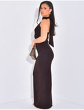 Robe longue & drapée dos nu à fente