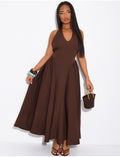 Robe longue dos nu bouffantes à nouer dans le dos