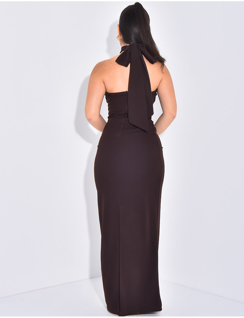 Robe longue & drapée dos nu à fente