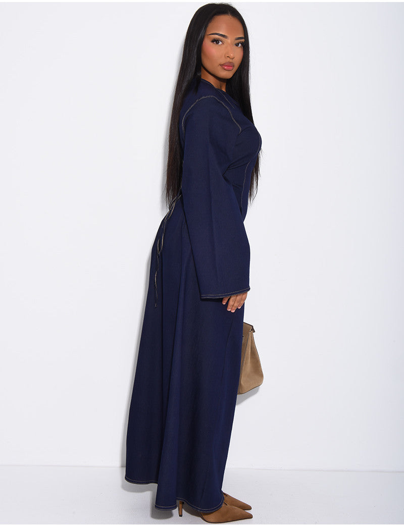 Robe longue en jeans à nouer dans le dos