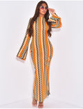 Robe longue en crochet multicolore