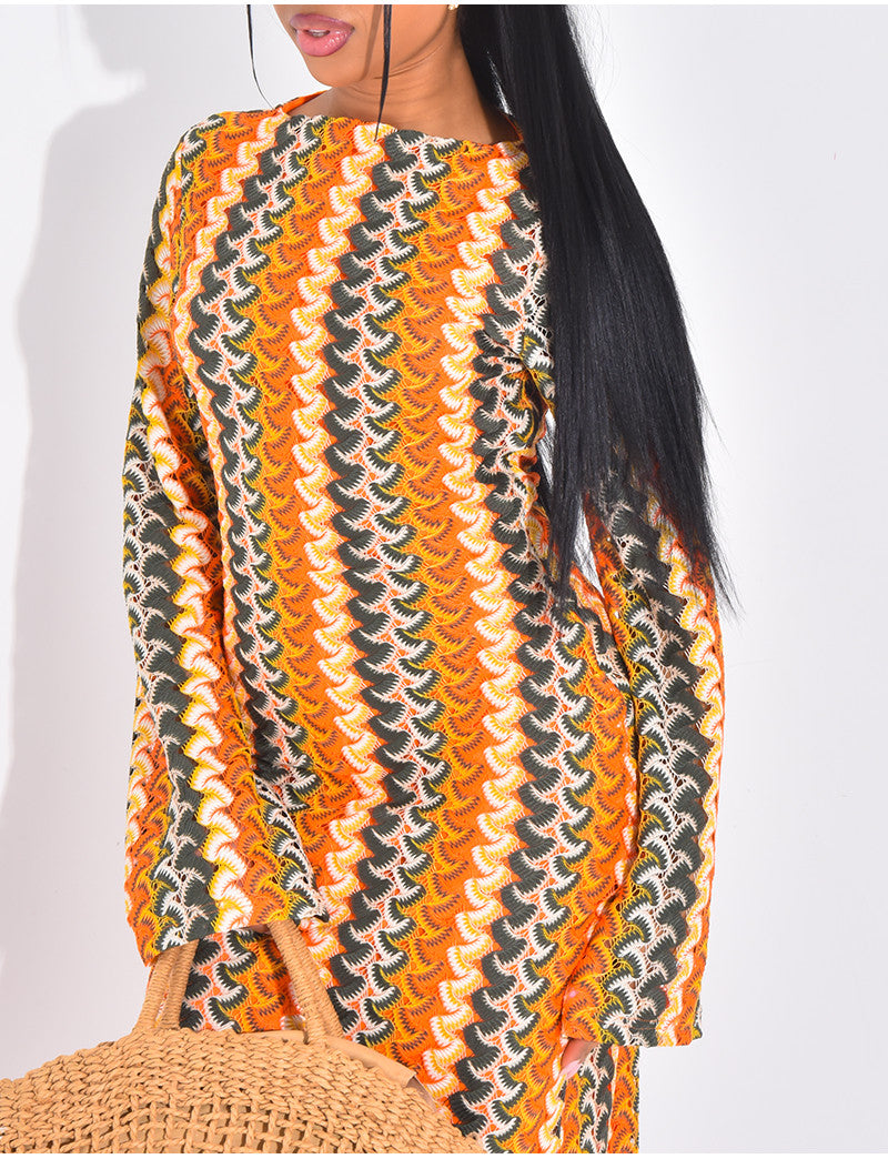 Robe longue en crochet multicolore