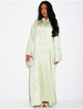 Abaya en satin à motifs en relief et boutons style asiatique