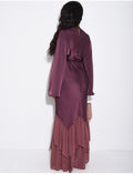 Robe longue en satin premium à volants en voile