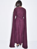 Robe longue à manches fendue ornées de perles