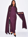 Robe longue à manches fendue ornées de perles
