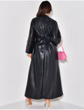 Robe longue en similicuir cache-coeur à nouer