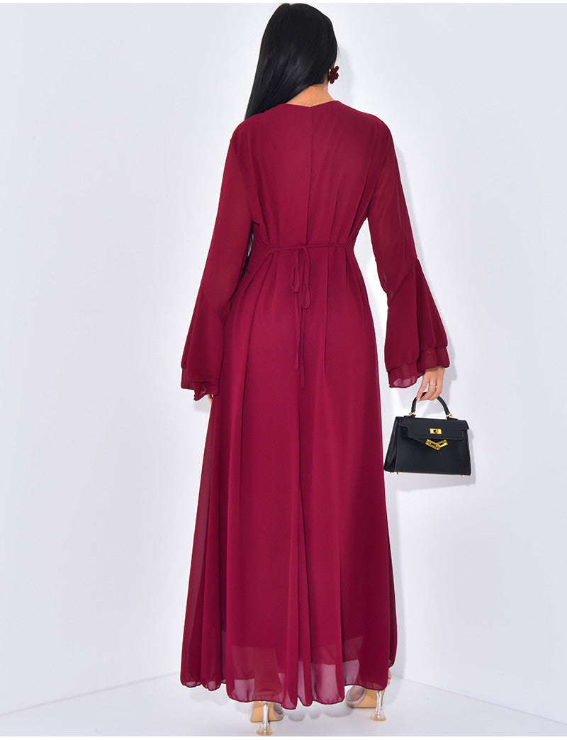 Robe longue en voile doublé à nouer dans le dos