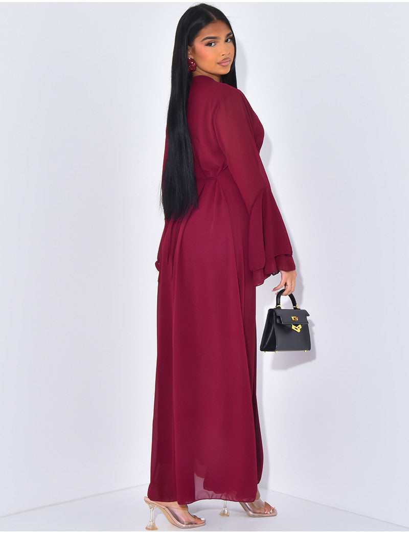 Robe longue en voile doublé à nouer dans le dos