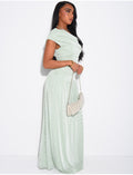 Robe longue asymétrique drapée