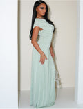 Robe longue asymétrique drapée