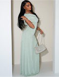 Robe longue asymétrique drapée