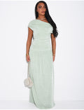 Robe longue asymétrique drapée