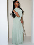 Robe longue asymétrique drapée