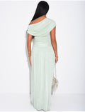 Robe longue asymétrique drapée