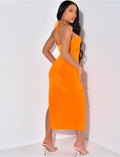 Robe longue fluide ajourée à nouer