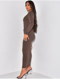 Robe longue froncée à épaulettes