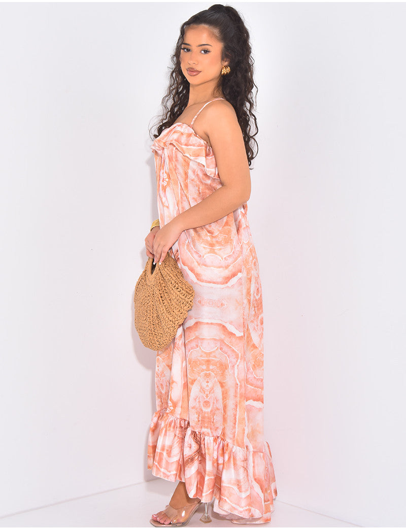 Robe longue imprimée à volants