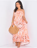 Robe longue imprimée à volants