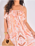 Robe longue imprimée à volants
