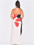 Robe longue sans manches à fleurs dos nu