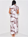 Robe longue à épaulettes à motif marbré
