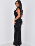 Robe premium en sequins sans manche dos nu