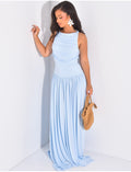 Robe longue asymétrique froissée au col