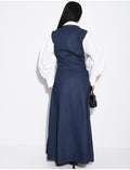 Robe longue sans manche évasée à nouer au col