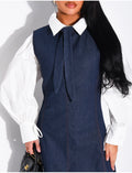Robe longue sans manche évasée à nouer au col