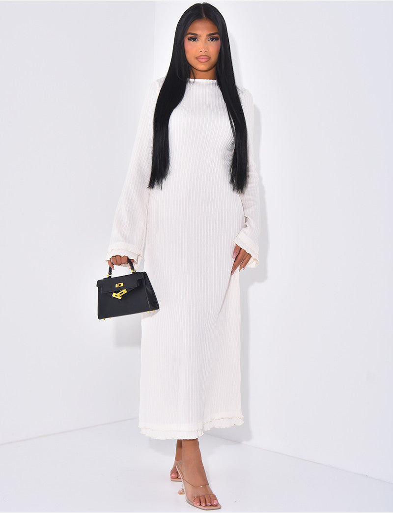 Robe longue texturée à lacets dans le dos