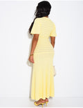 Robe longue texturée et évasée à boutons