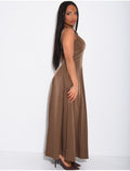 Robe longue en satin mat évasée