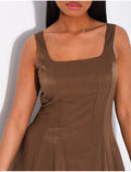 Robe longue en satin mat évasée