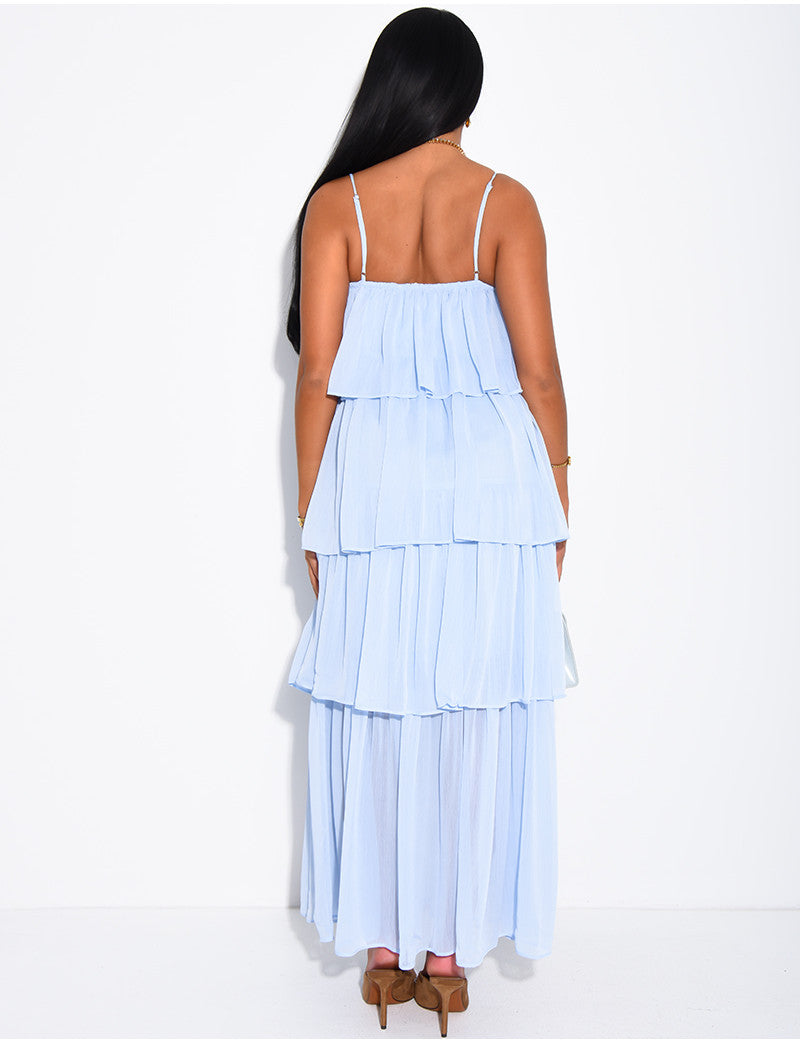 Robe longue à volants en voile