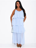 Robe longue à volants en voile