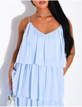 Robe longue à volants en voile