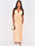 Robe longue plissée dos nu à nouer